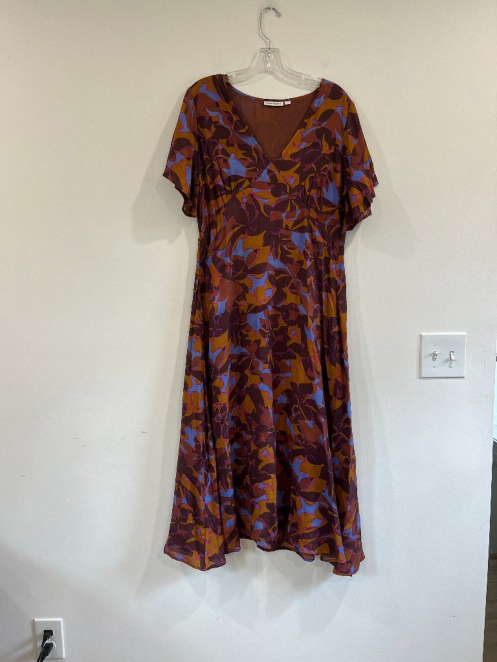 Roller Rabbit Abstract Floral Midi Dress Boho Print Size Large